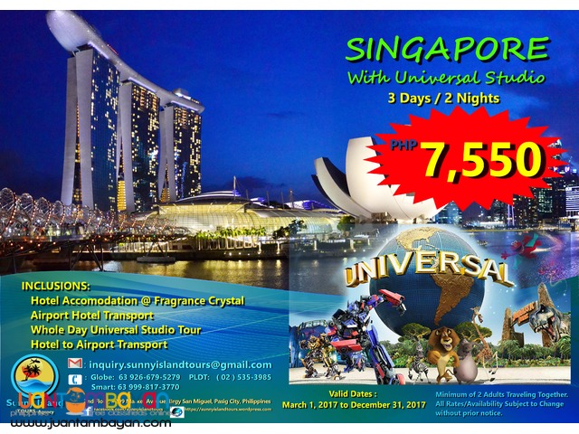 SINGAPORE WITH UNIVERSAL STUDIO 3 DAYS / 2 NIGHTS  PHP 7,550