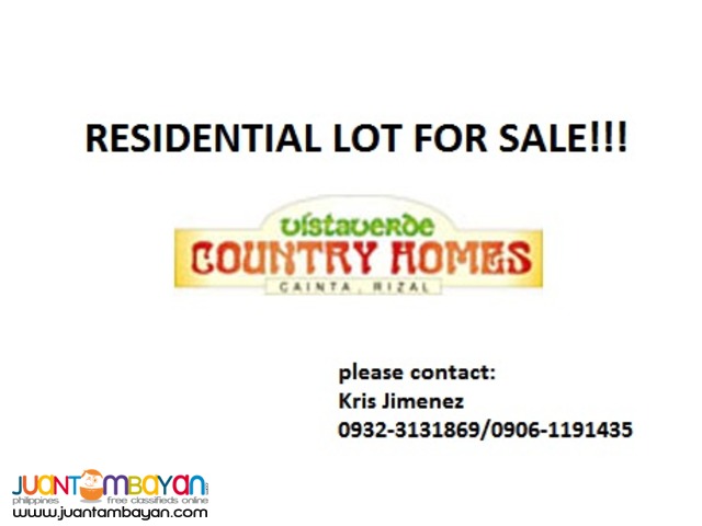 vista verde country homes LOT FOR SALE with 20% DISCOUNT