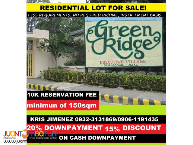 OVERLOOKING RESIDENTIAL LOT @green ridge executive village