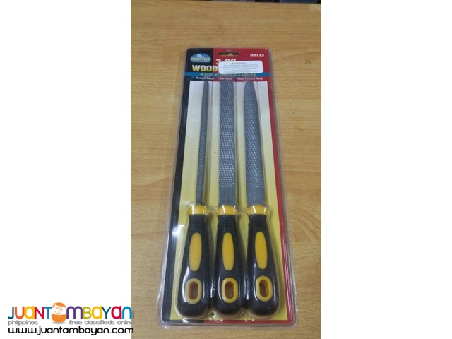 Woodstock D3113 3-Piece Wood Rasp Set with Rubber Handles