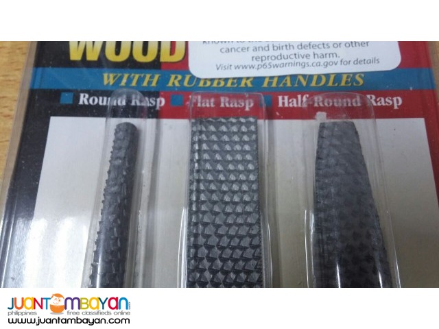 Woodstock D3113 3-Piece Wood Rasp Set with Rubber Handles
