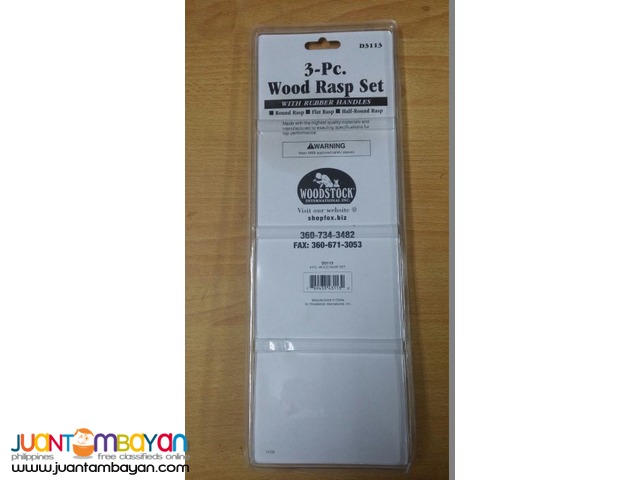 Woodstock D3113 3-Piece Wood Rasp Set with Rubber Handles