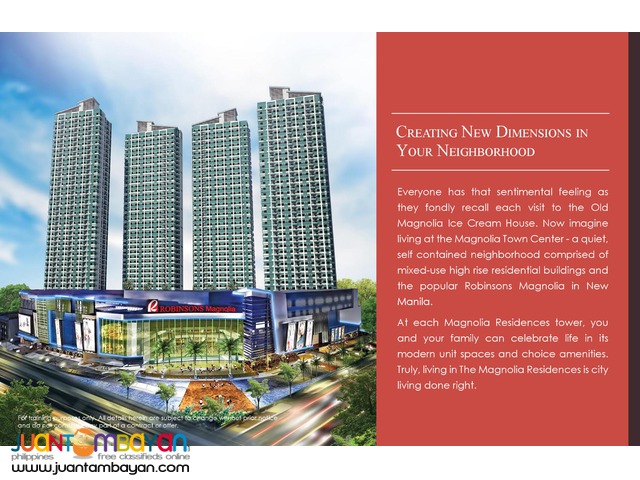 Robinsons Magnolia - Pre Selling Condo Investment in New Manila