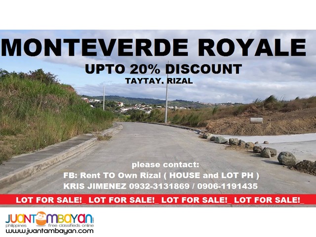 LOT FOR SALE in TAYTAY RIZAL at MONTEVERDE ROYALE