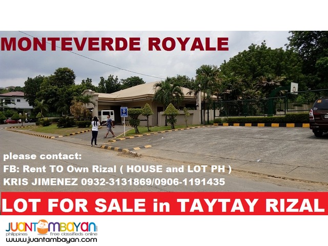 LOT FOR SALE in TAYTAY RIZAL at MONTEVERDE ROYALE