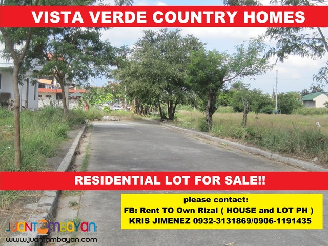 LOT FOR SALE in cainta VISTA VERDE COUNTRYHOMES