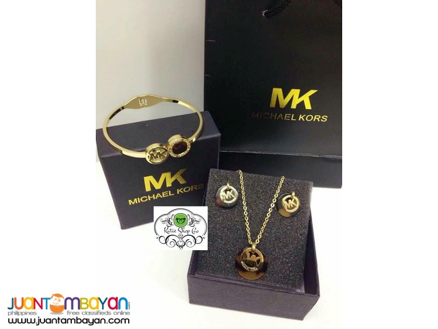 MICHAEL KORS NECKLACE EARRINGS BANGLE - STAINLESS JEWELRY SET