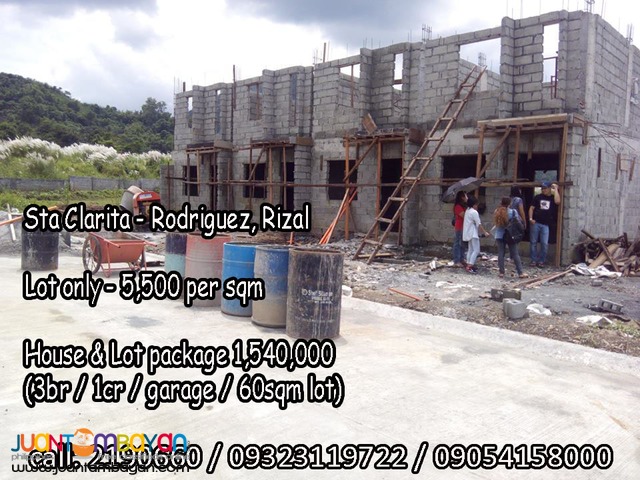House n Lot or Lot Only for Sale in Manggahan Montalban Sta. Clarita