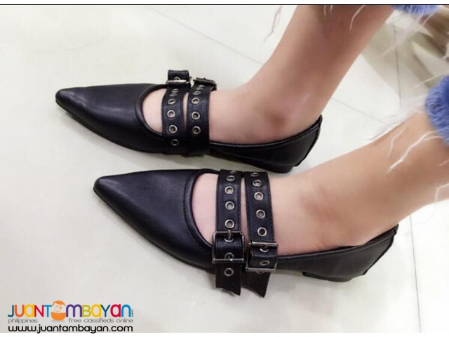strappy pointed flats