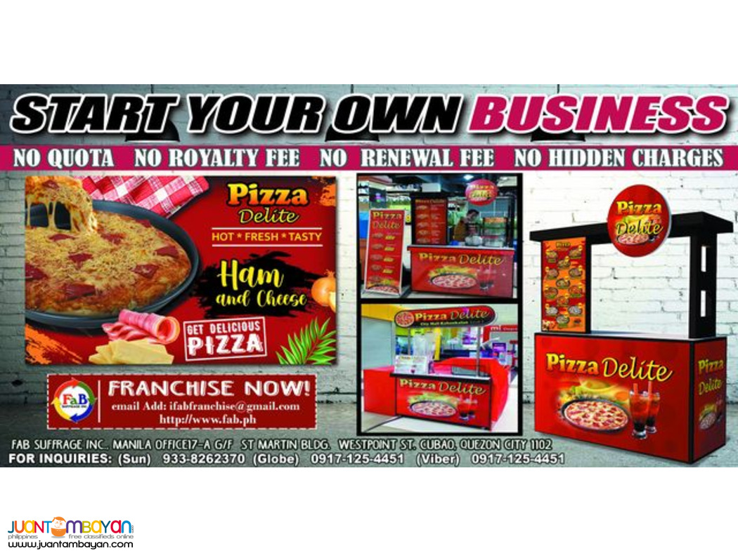 Pizza Delite Food Cart Franchise P179,000 Only!