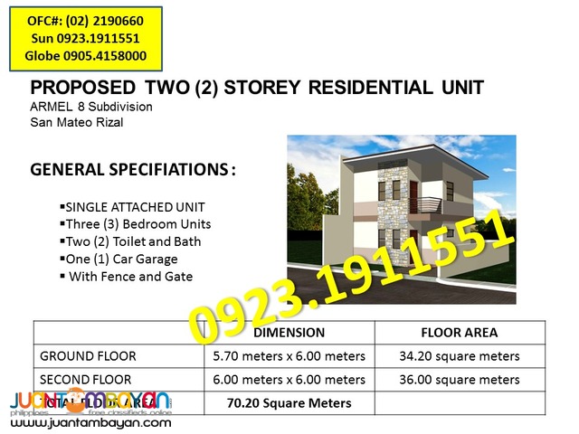 House for Sale in Banaba SanMateo ARMEL 8 Subdivision near SM