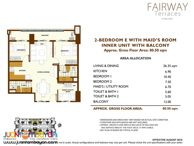Affordable 2 bedroom with balcony, Fairway Terraces by DMCI at Pasay