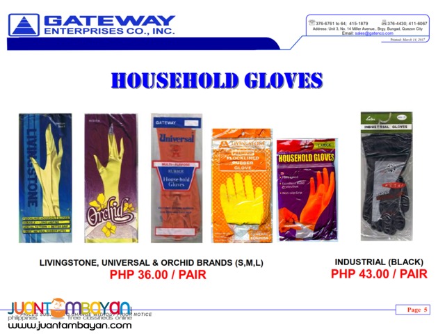 Gloves (Livingstone,Universal and Orchid Brand) and Industrial Gloves