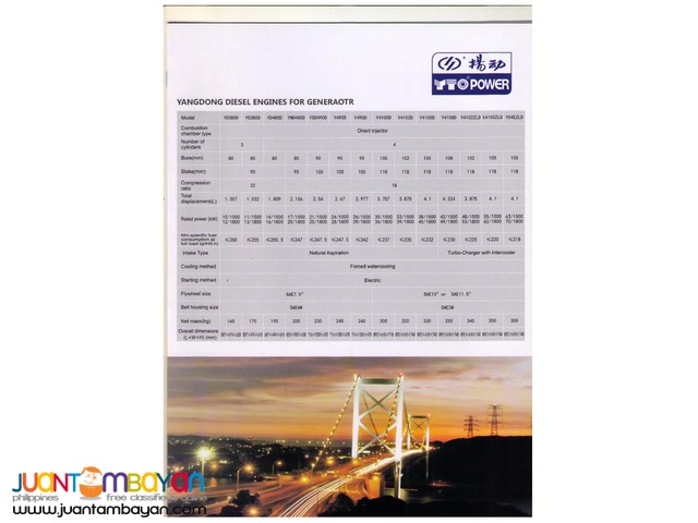 YANGDONG DIESEL ENGINES FOR GENERATOR