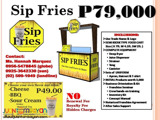 Sip Fries Food Cart Franchise - Affordable French Fries On The Go