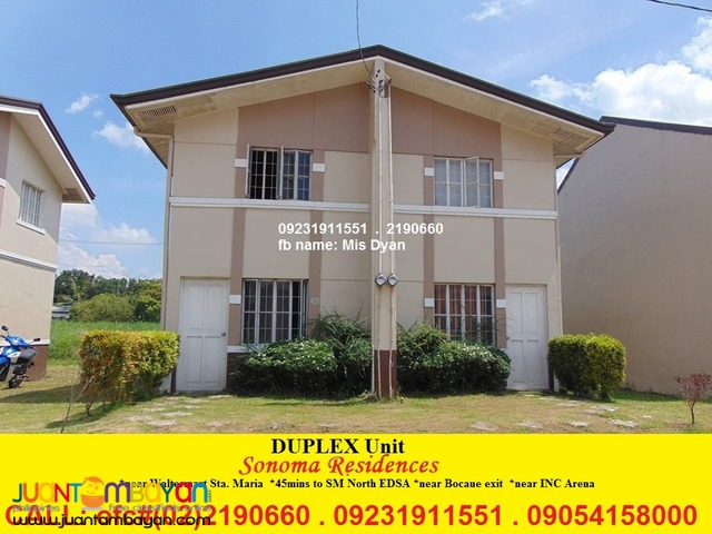 Duplex House and Lot for Sale in Sta Maria Bulacan Sonoma Residences