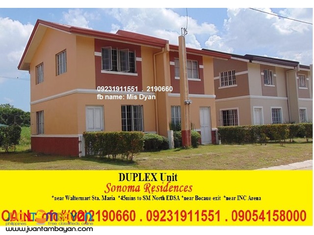 Duplex House and Lot for Sale in Sta Maria Bulacan Sonoma Residences