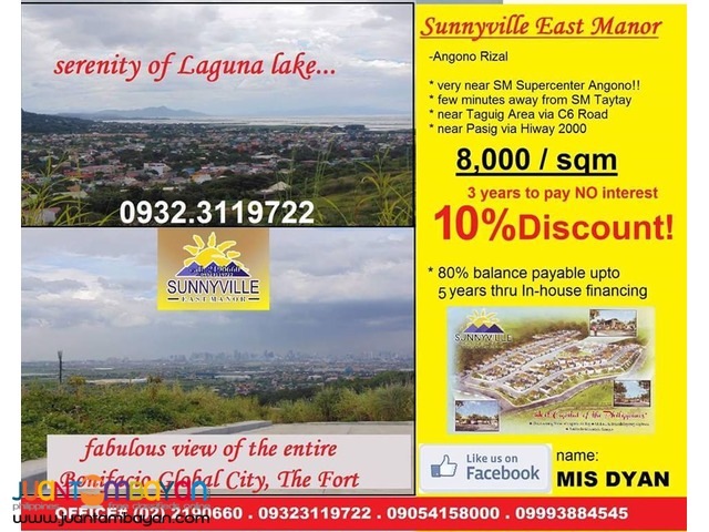 Overlooking Lot for Sale n Taytay nr ClubManilaEast Monteverde Royale