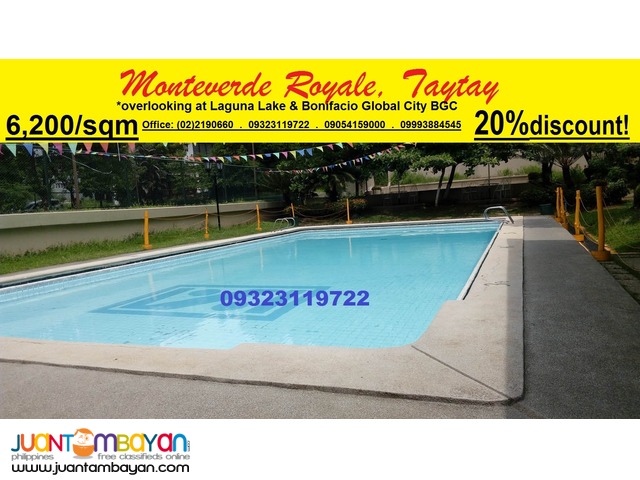 Overlooking Lot for Sale n Taytay nr ClubManilaEast Monteverde Royale