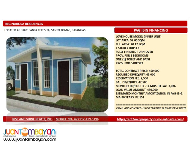 Love Duplex thru Pag ibig in Santo Tomas Batangas Love Duplex thru Pag ibig in Santo Tomas Batangas