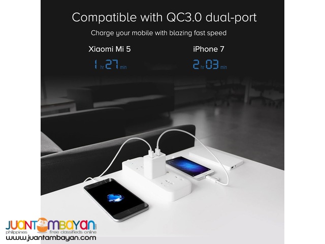 Mi 2-Port QC3.0 Quick Charge USB Travel Wall Charger
