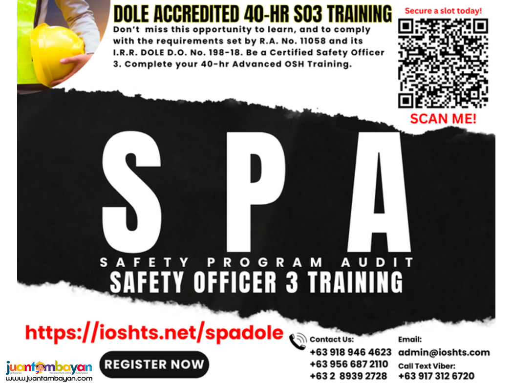 SO3 Training SPA Training DOLE Accredited Safety Officer 3 Training