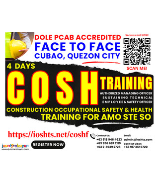 Face To Face COSH Training DOLE Safety Officer 2 PCAB COSH AMO STE