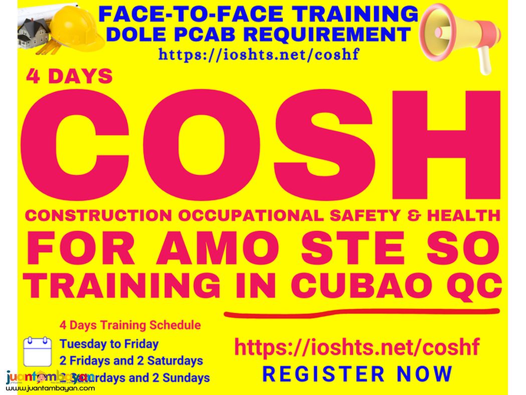 COSH Training DOLE Safety Officer 2 PCAB COSH AMO STE Face To Face