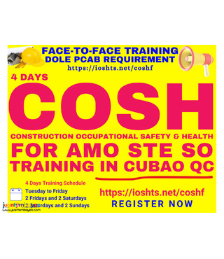 COSH Training DOLE Safety Officer 2 PCAB COSH AMO STE Face To Face