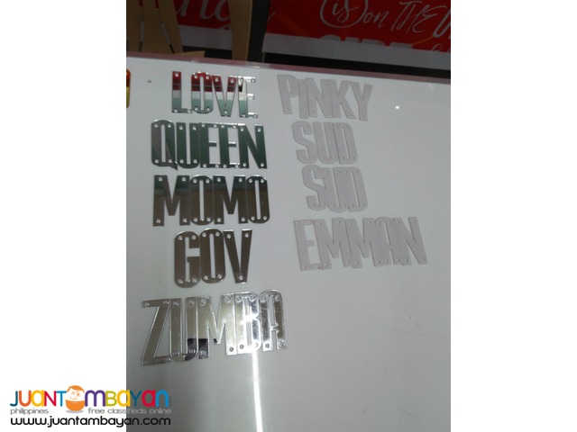 Mirrorize Acrylic Cut-Out Letters for Name Cap