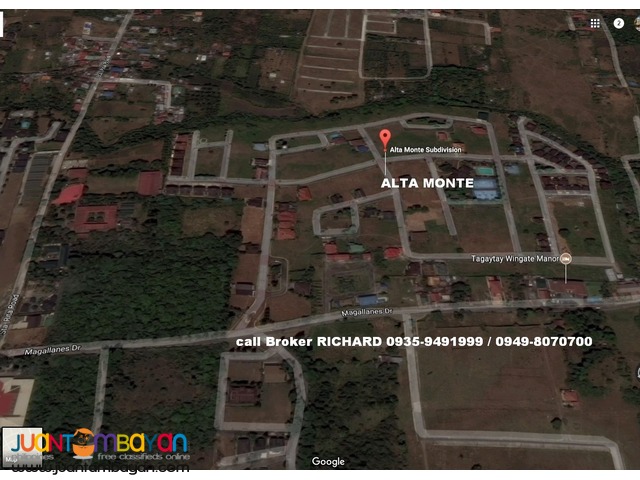 ALTA MONTE Tagaytay Residential lots = 15,000/sqm