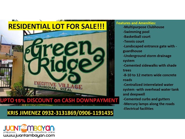 GREENRIDGE EXECUTIVE VILLAGE LOT FOR SALE