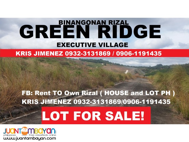 GREENRIDGE LOT FOR SALE nEAR HIWAY FOR ONLY 5500 per sqm