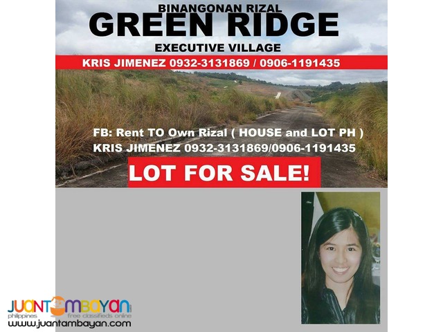 GREENRIDGE LOT FOR SALE nEAR HIWAY FOR ONLY 5500 per sqm