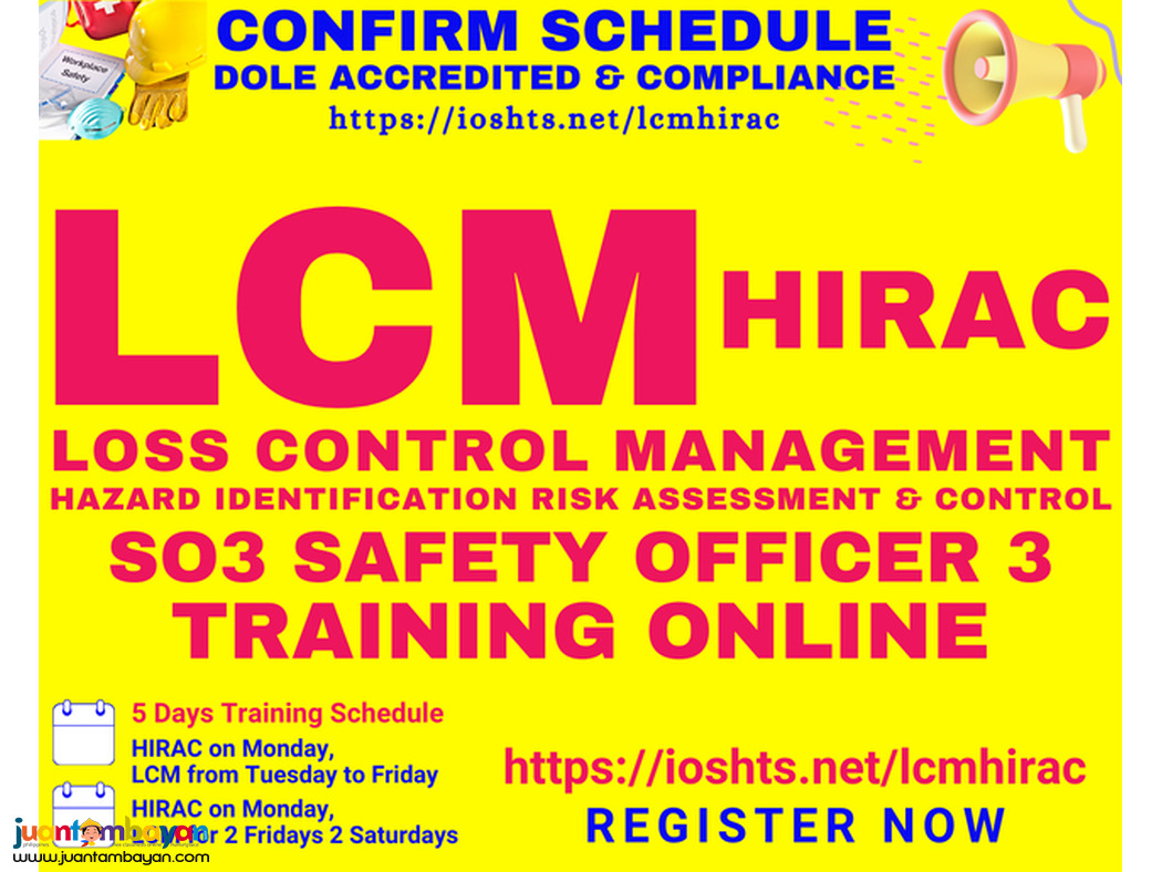 Online LCM HIRAC Training SO3 Training DOLE Accredited Safety Officer