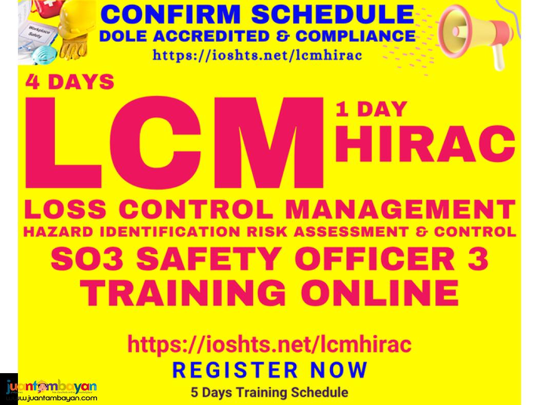 LCM HIRAC Training SO3 Training DOLE Accredited Safety Officer Online
