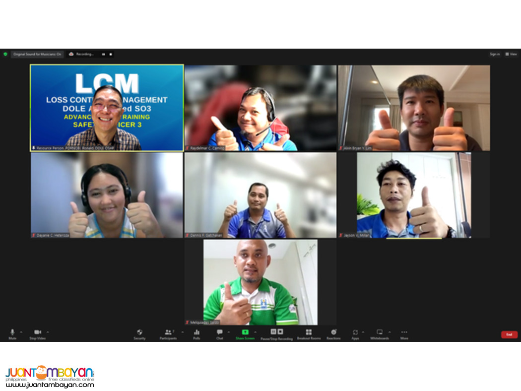 LCM HIRAC Training SO3 Training DOLE Accredited Safety Officer Online