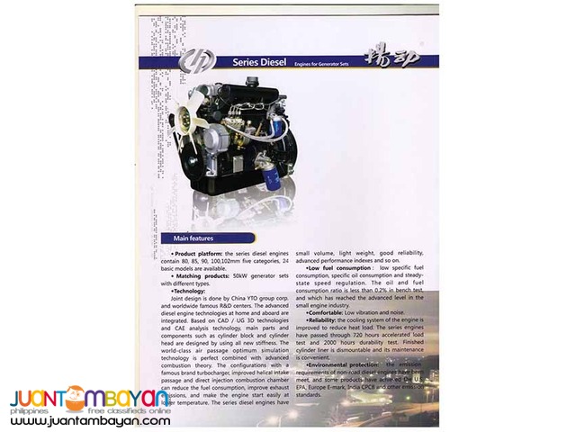 Yangdong YSD490D Diesel Engine for Generator