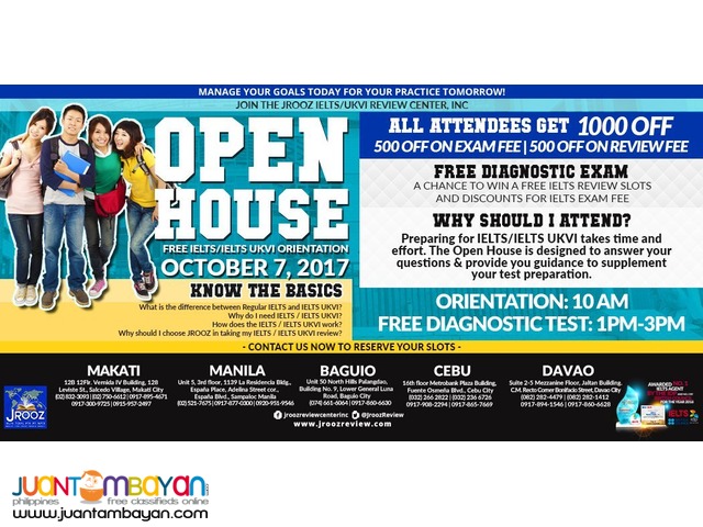 JROOZ IELTS / IELTS UKVI OPEN HOUSE – October 7, 2017