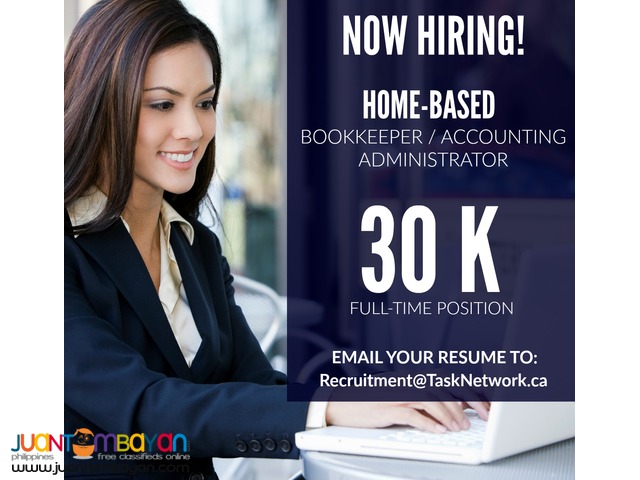 Full Time Home Based Bookkeeper / Accounting Administrator Full Time Home Based Bookkeeper / Accounting Administrator