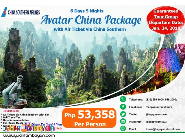 6D5N Avatar China All-In Package with Air Ticket via China Southern