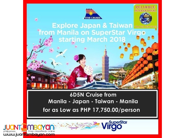 6D5N Cruise from Manila to Japan and Taiwan 2018