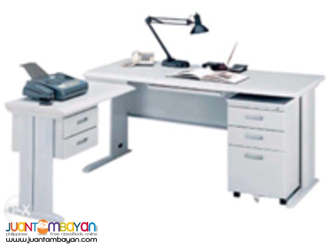 L-Type Table Gray- metal legs