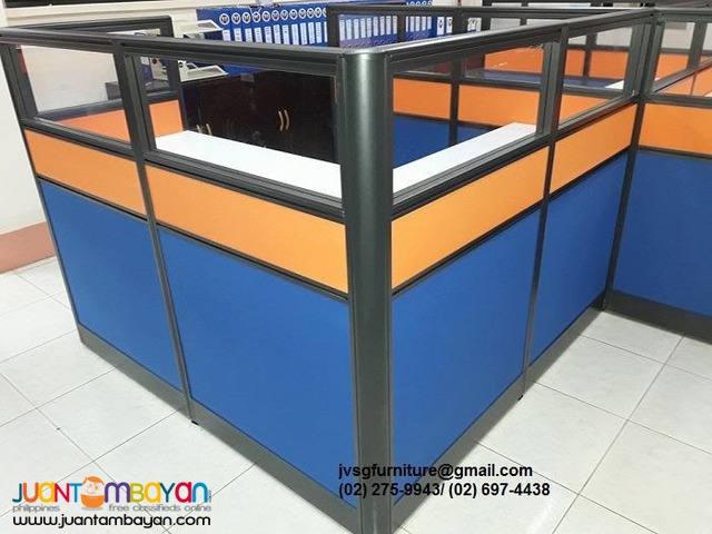 Glass top Office Partition with Two toned