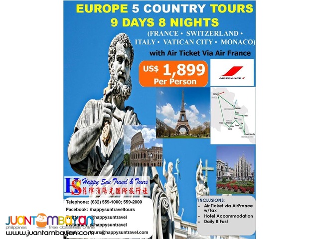 9D8N Europe with Air Ticket