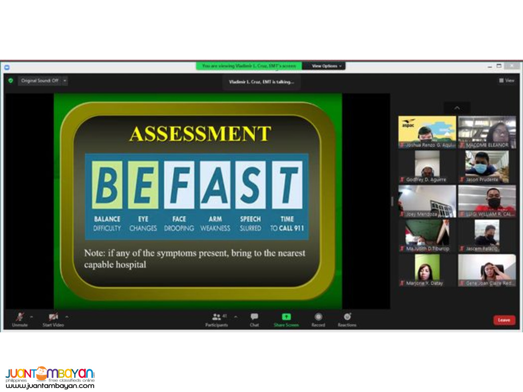 Online First Aid Training BLS Training Face to Face DOLE Training