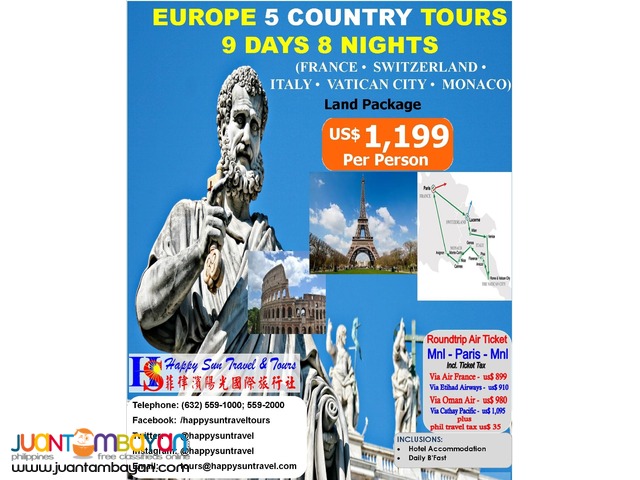 9D8N Switzerland - Italy - Paris Tour Package 9D8N Switzerland - Italy - Paris Tour Package