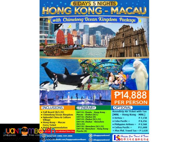 6D5N Hong Kong and Macau with Chimelong Ocean Kingdom