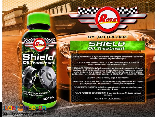 Rota shield treatment fortifies motor oil fighting additives
