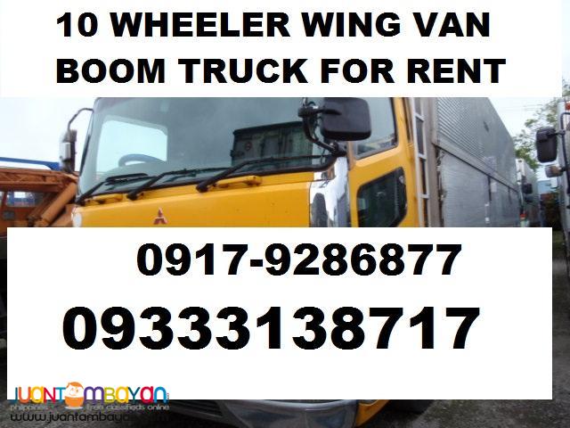 10 wheeler wing van drop side open boom truck for rent